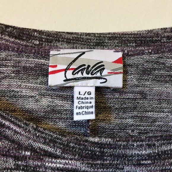 Lava Purple Marled Knit Rayon Blend Dolman Sleeve Wrap Hem Pullover - Picture 9 of 15